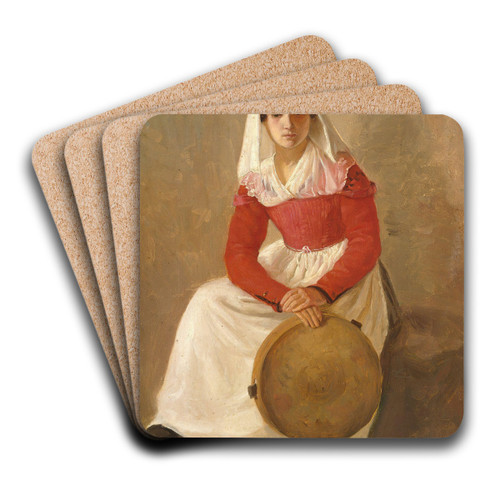 A women named Anunziata in Subiaco by Adolph Tidemand Art Drink Coaster set
