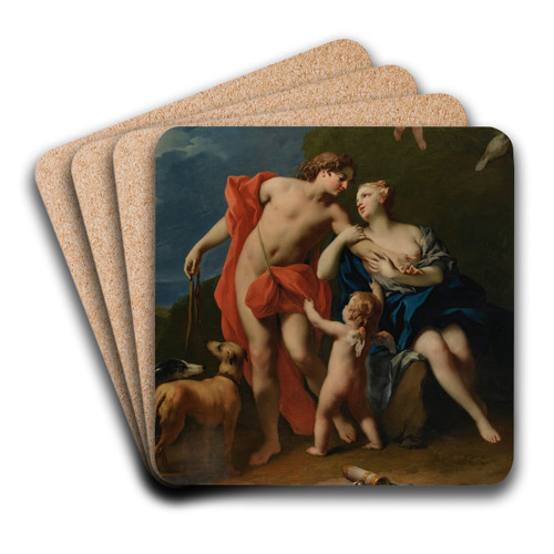 Venus And Adonis by Jacopo Amigoni Art Drink Coaster set
