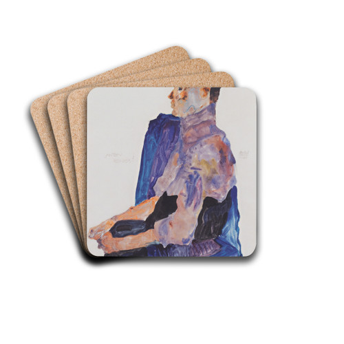 Portrait of Anton Peschka by Egon Schiele Drink Coasters - set of 4