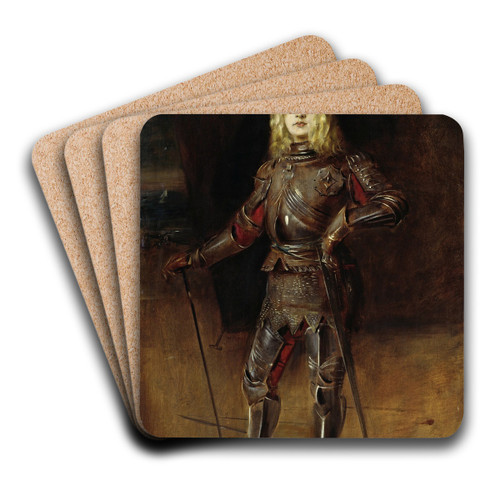 Marion Lenbach in knight's armor by Franz von Lenbach Art Drink Coaster set