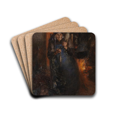 Old Woman Spinning by Ernst Josephson Drink Coasters - set of 4
