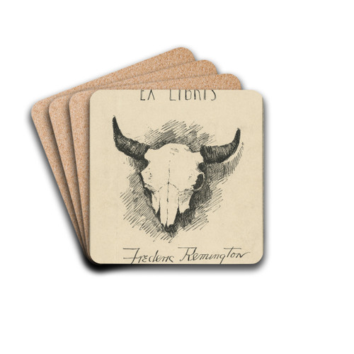 Bookplate of Frederic Remington by Frederic Remington Drink Coasters - set of 4
