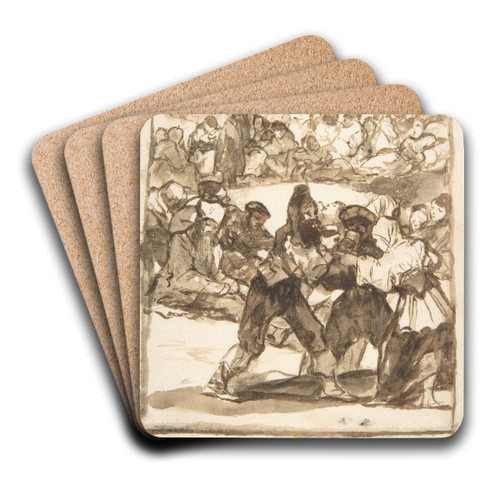 A crowd forming a circle by Francisco de Goya Art Drink Coaster set