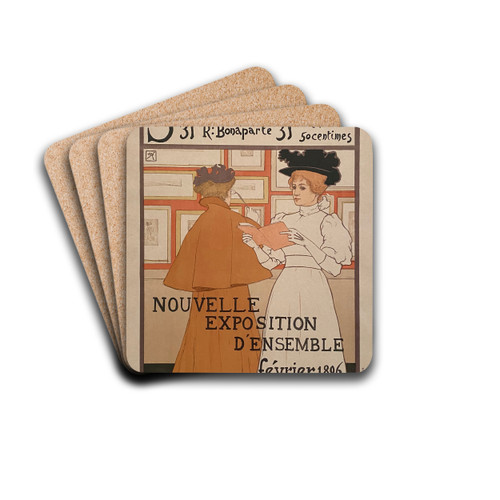 Salon des Cent - Nouvelle exposition d'ensemble by Armand Rassenfosse Drink Coasters - set of 4