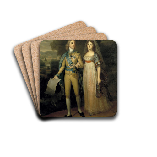 Gustav IV Adolf, 1778-1837, King of Sweden and Fredrika Dorotea Vilhelmina, 1781-1826, Princess of Baden, Queen of Sweden by Jonas Forsslund Drink Coasters - set of 4