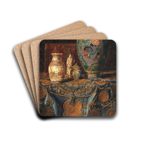Stillleben Mit Asiatischen Ziergegenstnden by Max Schdl Drink Coasters - set of 4 Stillleben Mit Asiatischen Ziergegenstnden by Max Schdl Drink Coasters - set of 4