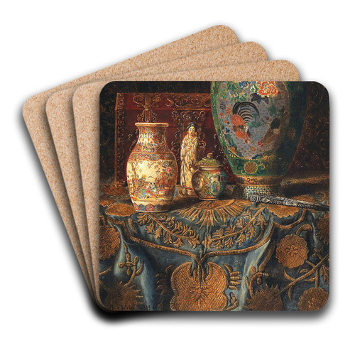 Stillleben Mit Asiatischen Ziergegenstnden by Max Schdl Art Drink Coaster set Stillleben Mit Asiatischen Ziergegenstnden by Max Schdl Art Drink Coaster set