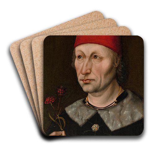 Portrait of a Man in a Red Cap by German School Art Drink Coaster set