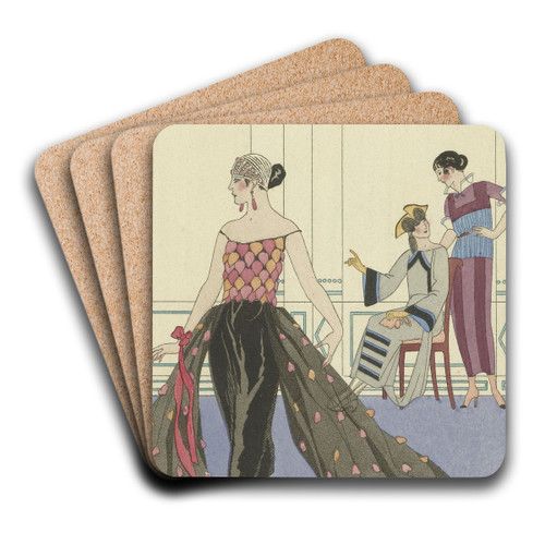 La Toilette Dlicieuse by George Barbier Art Drink Coaster set