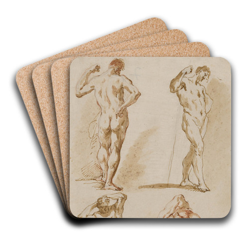 Study of Four Male Nudes by Gaspare Diziani Art Drink Coaster set