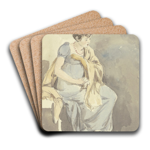 Sitting woman by Johann Georg von Dillis Art Drink Coaster set