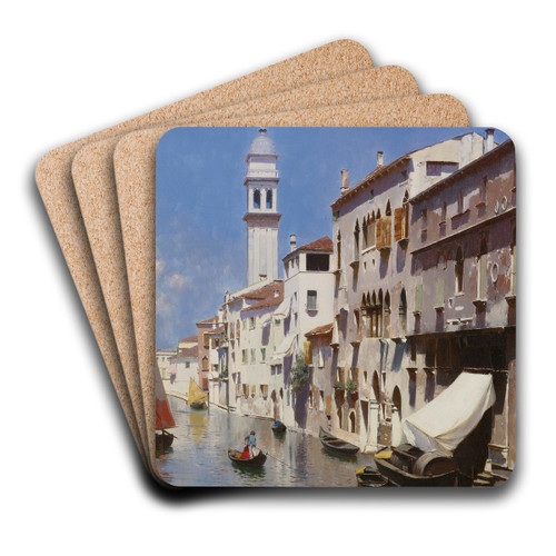 Venetian Canal by Rubens Santoro Art Drink Coaster set