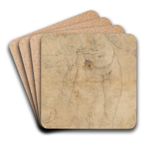 Study of a nude male youth, and a small study of a putto by Prospero Fontana Art Drink Coaster set