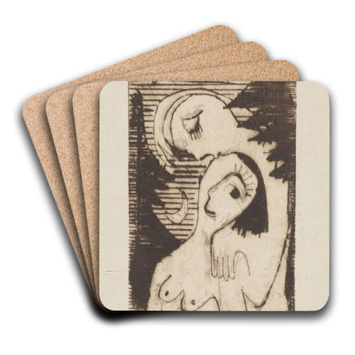 Der Kuss by Ernst Ludwig Kirchner Art Drink Coaster set
