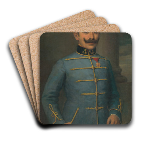 Portrait of Eugena Halmiho by Elemr Halsz-Hradil Art Drink Coaster set