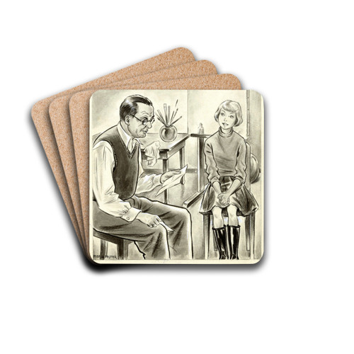 Man en meisje in een schildersatelier by Miep de Feijter Drink Coasters - set of 4 Man en meisje in een schildersatelier by Miep de Feijter Drink Coasters - set of 4