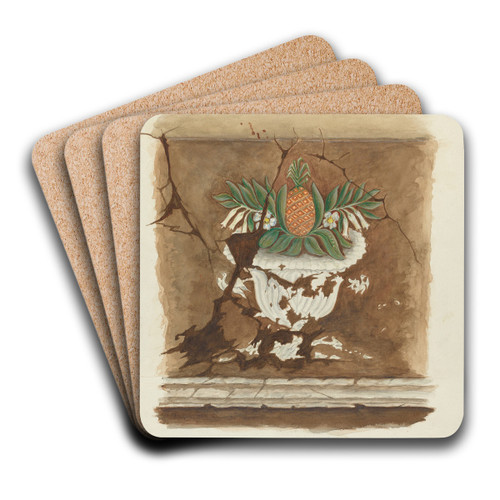 Wall Painting - Pineapple Motif by W.J. Goodacre Art Drink Coaster set