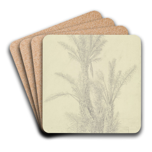 Palm group near Vico by Theodor Pelissier Art Drink Coaster set Palm group near Vico by Theodor Pelissier Art Drink Coaster set