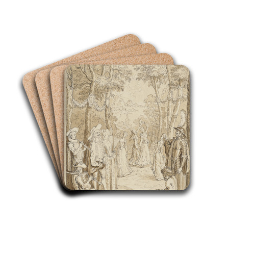 Studienblatt; Russische Bauern und Buerinnen bei der Heuernte by Johann Nepomuk Rauch Drink Coasters - set of 4