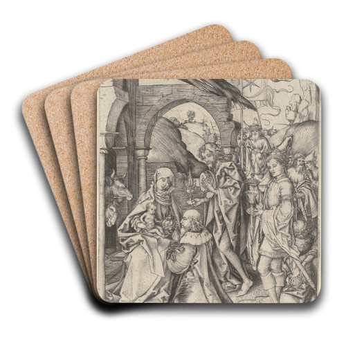 The Adoration of the Magi by Martin Schongauer Art Drink Coaster set