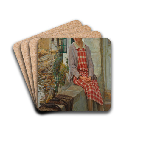 ALass that Loved a Sailor by William Henry Margetson Drink Coasters - set of 4
