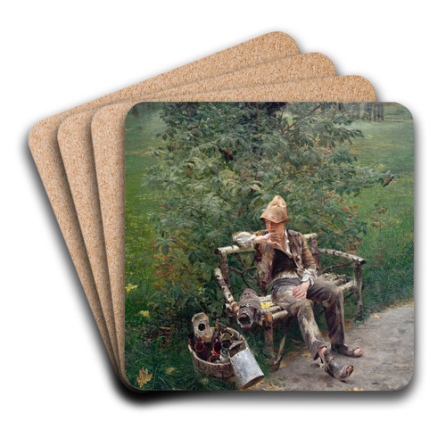 A Painter's Apprentice by Jacek Malczewski Art Drink Coaster set A Painter's Apprentice by Jacek Malczewski Art Drink Coaster set