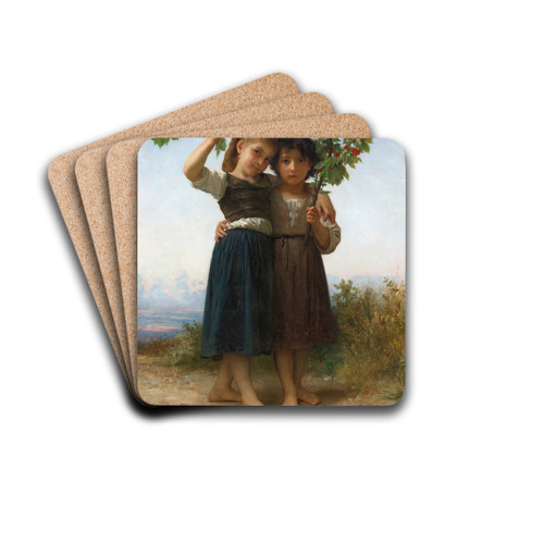 The Cherry Branch by William Bouguereau Drink Coasters - set of 4