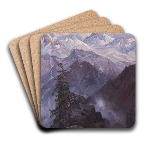 Summit of the Sierras, Nevada by Thomas Moran Art Drink Coaster set
