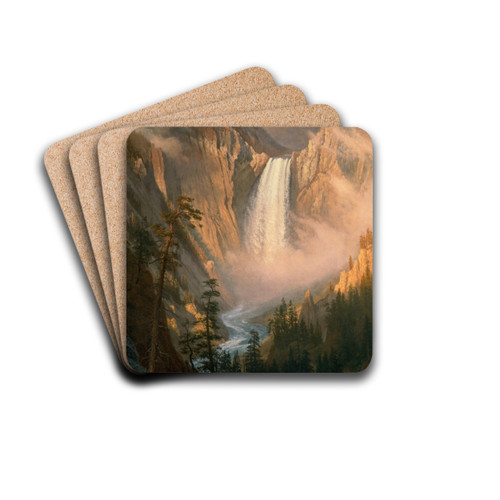 Yellowstone Falls by Albert Bierstadt Drink Coasters - set of 4