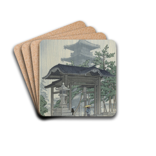 De Zensetsu tempel in Sanshu by Kawase Hasui Drink Coasters - set of 4
