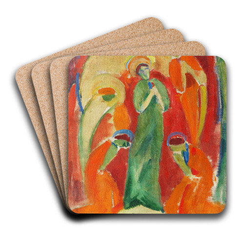 Heilige von Engeln verehrt by Hermann Stenner Art Drink Coaster set