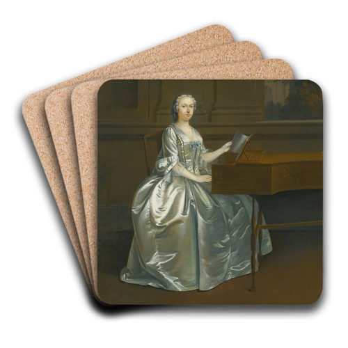 Portrait Of A Lady, Seated At A Harpsichord, Possibly Lucy, Duchess Of St. Albans (D. 1752) by Arthur Devis Art Drink Coaster set