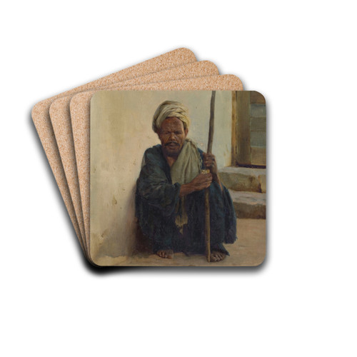 Louxor, arabe tenant un bton assis dans une rue by HenryBrokman Drink Coasters - set of 4 Louxor, arabe tenant un bton assis dans une rue by HenryBrokman Drink Coasters - set of 4