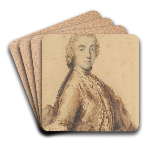 Half-Length Study for a Portrait of a Young Man by Pietro Antonio Novelli Art Drink Coaster set