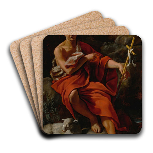 Saint John the Baptist in the wilderness by Giovanni Lanfranco Art Drink Coaster set
