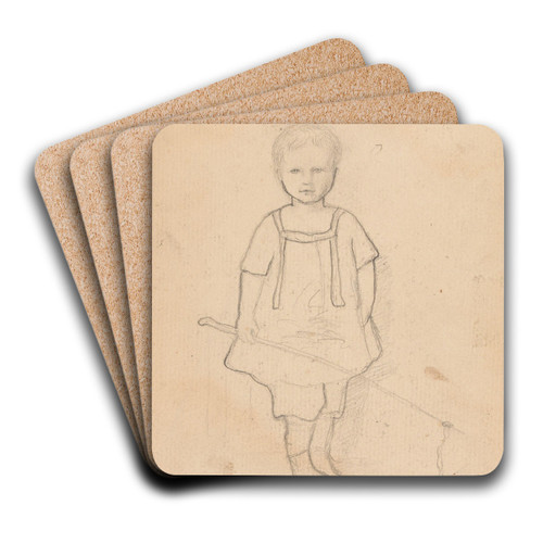 Guttebarn med lekety by Hans Gude Art Drink Coaster set