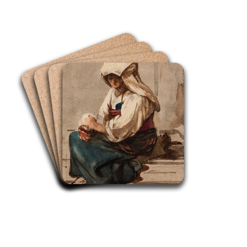 Italian Woman by Julie Wilhelmine Hagen-Schwarz Drink Coasters - set of 4