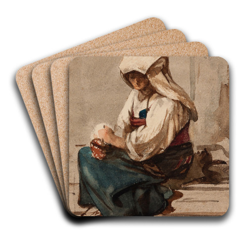Italian Woman by Julie Wilhelmine Hagen-Schwarz Art Drink Coaster set