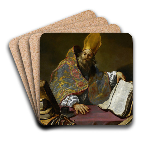 Saint Ambrose by Claude Vignon Art Drink Coaster set