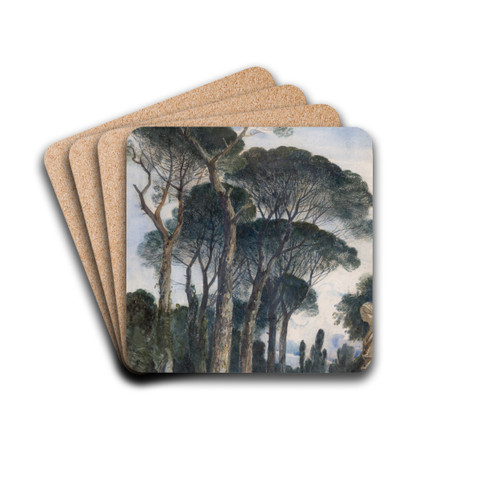 Umbrella Pines in the Villa Borghese, Rome by William James Mller Drink Coasters - set of 4