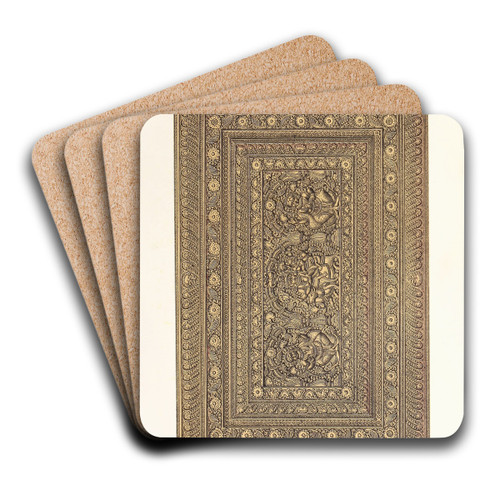 Lid of a Casket in Carved Sandal-Wood by John Charles Robinson Art Drink Coaster set