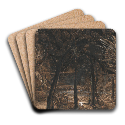A Moonlit Scene with a Winding River by Samuel Palmer Art Drink Coaster set