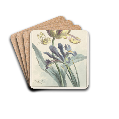 Tulp en iris by Willem van Leen Drink Coasters - set of 4 Tulp en iris by Willem van Leen Drink Coasters - set of 4