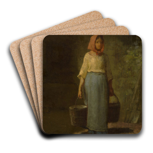 Peasant Girl Returning From The Well by Jean-Franois Millet Art Drink Coaster set Peasant Girl Returning From The Well by Jean-Franois Millet Art Drink Coaster set