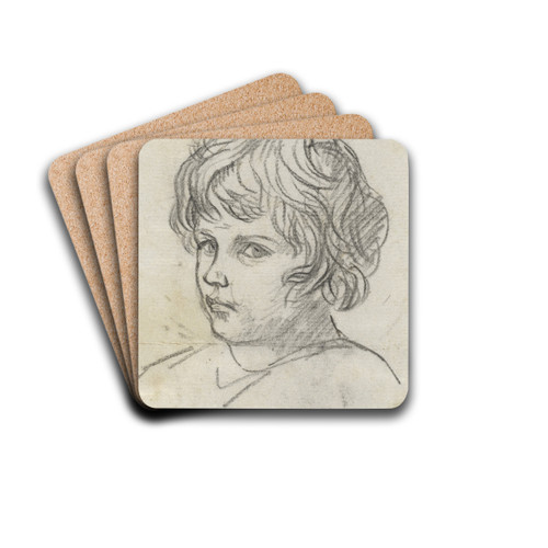Head of a Boy by Jacques Louis David Drink Coasters - set of 4