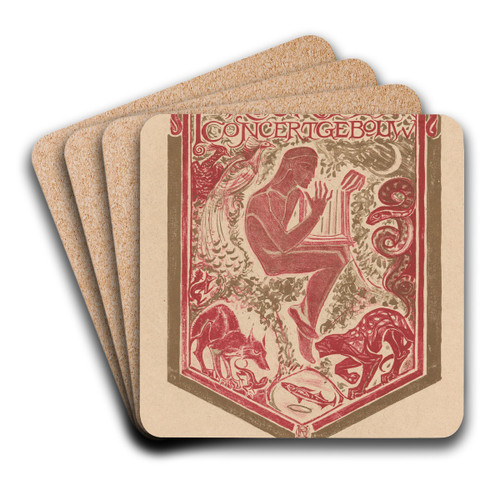 Omslagontwerp voor; Programma van het Concertgebouw Amsterdam by Richard Nicolas Roland Holst Art Drink Coaster set Omslagontwerp voor; Programma van het Concertgebouw Amsterdam by Richard Nicolas Roland Holst Art Drink Coaster set