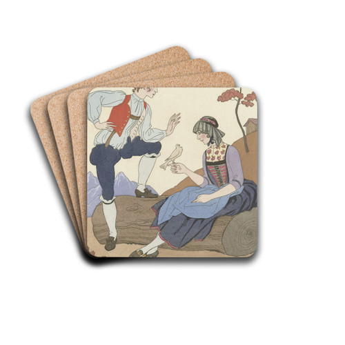 L'Oiseau Cheri by George Barbier Drink Coasters - set of 4