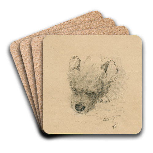 Head of a dog by Floris Verster Art Drink Coaster set Head of a dog by Floris Verster Art Drink Coaster set