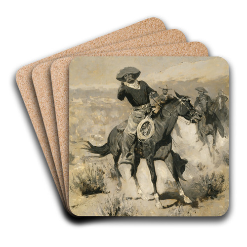 Days on the Range ('Hands Up!') by Frederic Remington Art Drink Coaster set