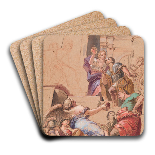 En Sejrende Feltherre I Audiens Hos Et Herskerpar by Carlo Maratti Art Drink Coaster set